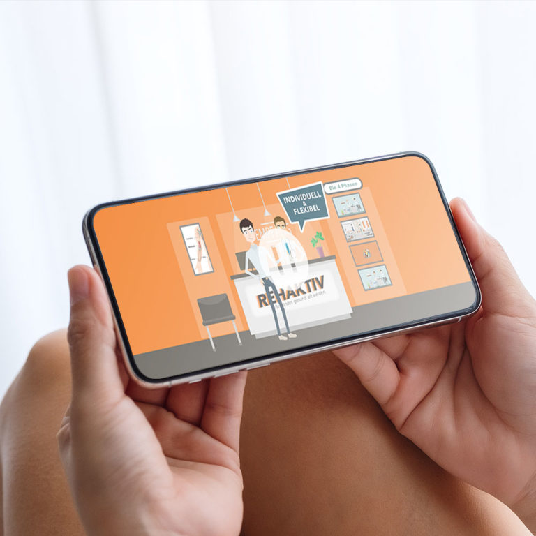 Ein Mockup von einem Animationsfilm auf einem Smartphone